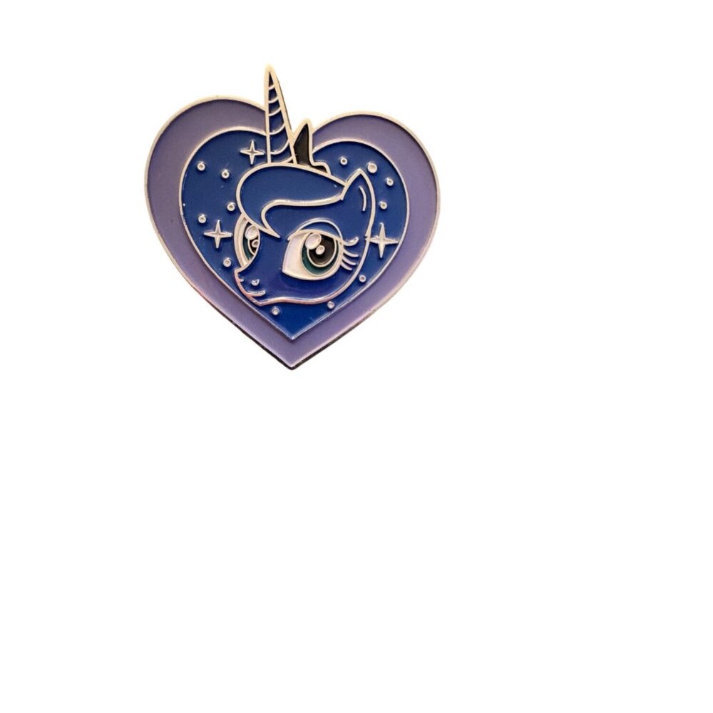 We Love Fine Luna Heart Enamel Pin Limited Edition 1.5" Blue Unicorn Collectible